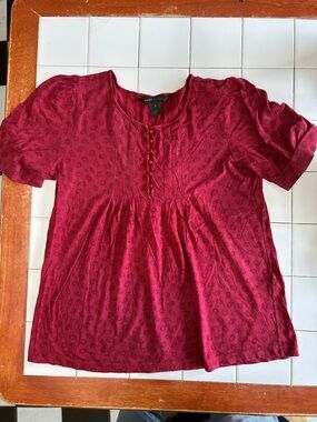 Marc Jacobs Deep Burgundy Short-Sleeve Tunic with Subtle Print